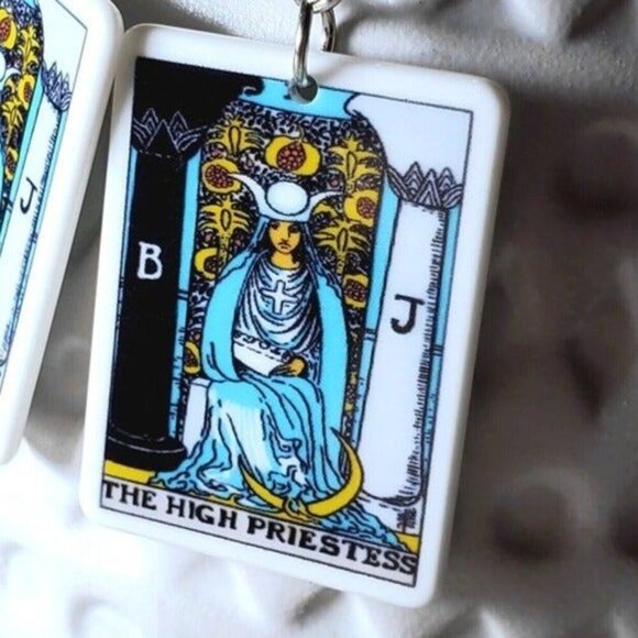 Mystical Tarot Card The High Priestess Oracle Archetype Lightweight Earrings - Picture 1 of 6